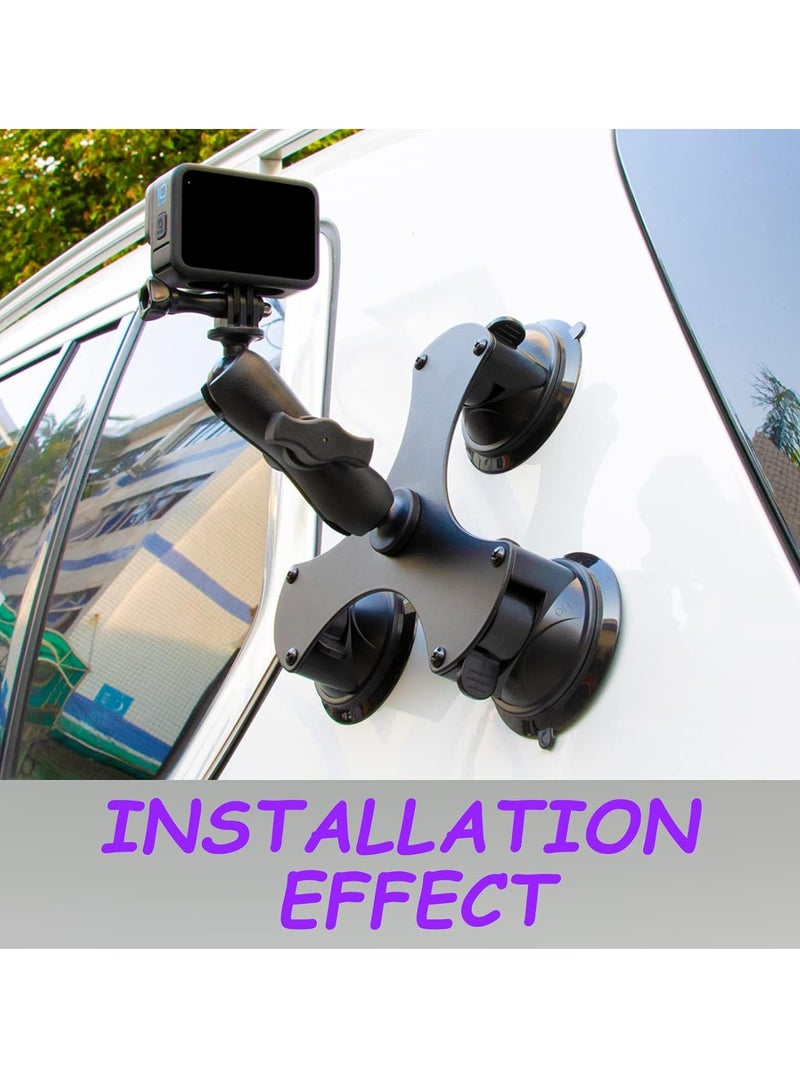 General Triple Suction Cup Mount Car Windshield Suction Cup Mount for Insta360 ONE X3, X2, X, R, RS, GO 2, GoPro and DJI OSMO Action 2 3 Cameras  - Image 5
