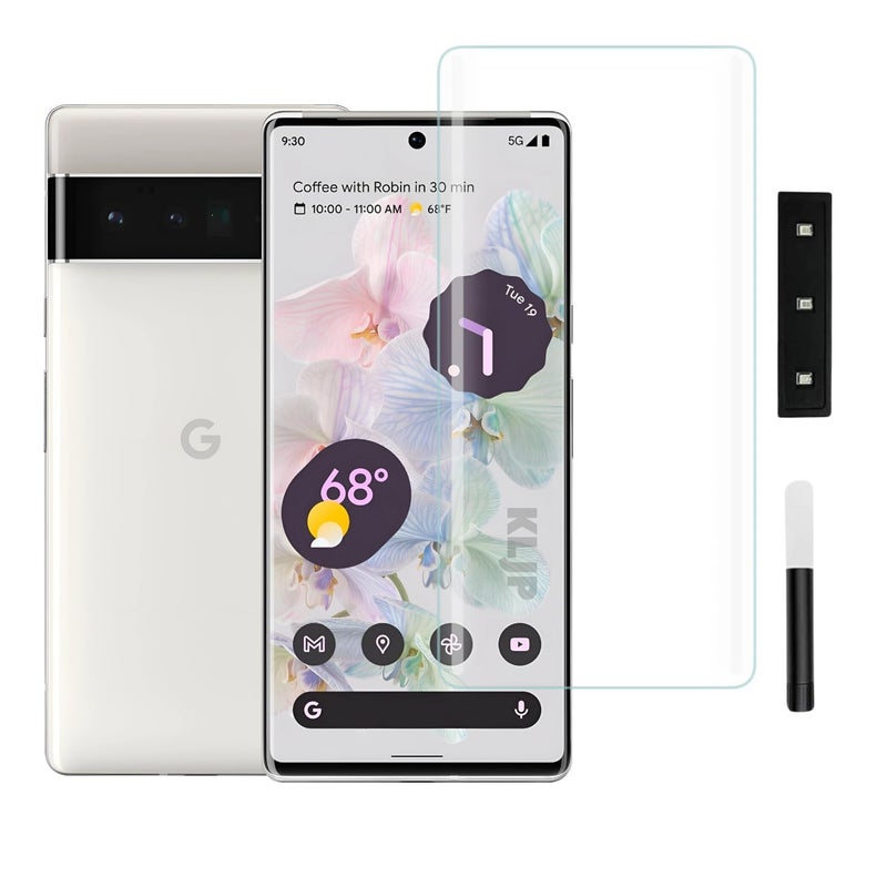 KLJP حماية شاشة زجاجية مقواة HD+ UV متقدمة متوافقة مع Google Pixel 6 Pro (عبوة من 1) لاصقة بالكامل مع انحناء صديق للحافظة ووضوح HD+ - Image 1