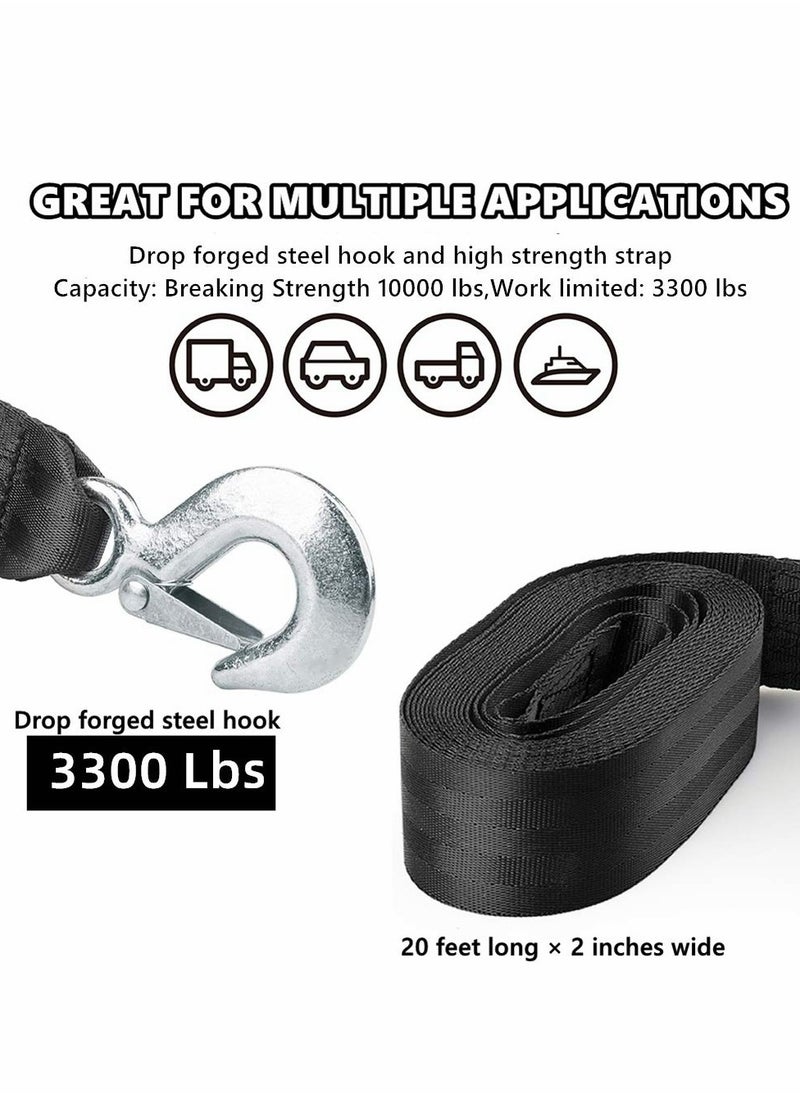 Generic Trailer Winch Strap with Safety Snap Hook 10000 Lb Trailer Tow Tether Strap,  for Towing Trailer Boat Motorboat Heavy Equipment Black  - Image 4