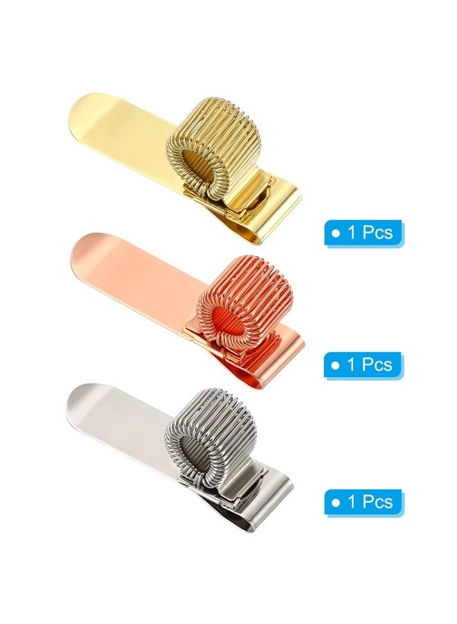 PATIKIL Pen Holder Clips, 3Pcs Metal Horizontal Portable Single Spring Loop Pencil Organizer for Office Business Pocket Notebook Clipboard, Multicolor 