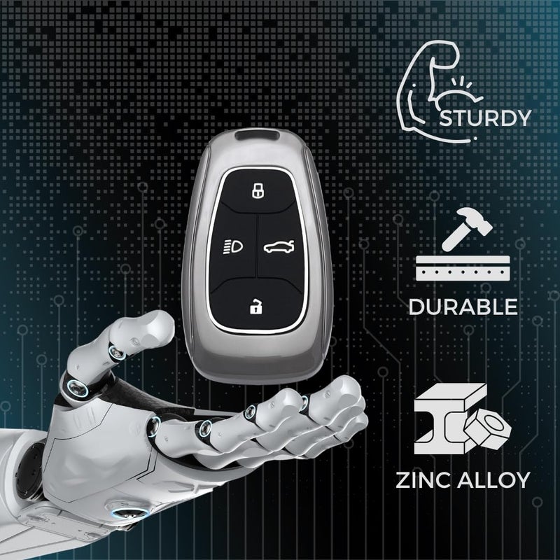 Keycept™ Metal Key Cover for Tata Nexon | Curvv | Altroz | Harrier | Punch | EV | Tigor | Tiago EV Electric | Safari and Facelift 4 Button Smart Key (Cover). - Image 2
