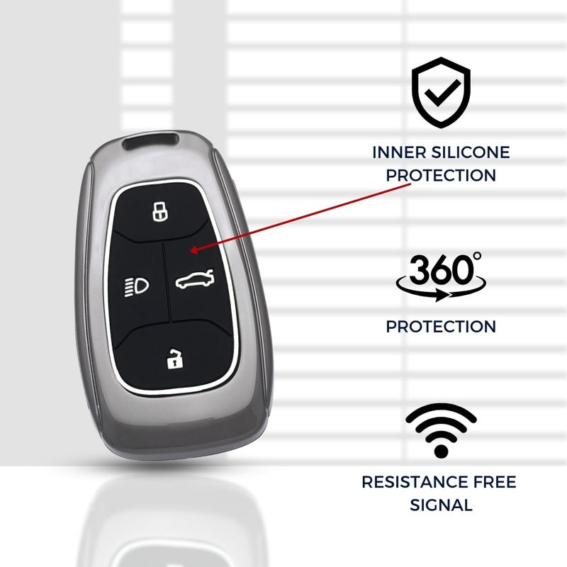 Keycept™ Metal Key Cover for Tata Nexon | Curvv | Altroz | Harrier | Punch | EV | Tigor | Tiago EV Electric | Safari and Facelift 4 Button Smart Key (Cover). - Image 3
