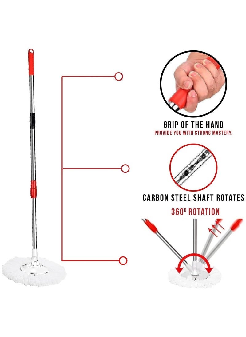 إلترازون Easy Spin Mop and Bucket Set with 360° Rotation | Stainless Steel Handle & Wring Dryer Basket | Includes 2 Microfiber Mop Heads for Floor Cleaning | Ideal for Hardwood, Ceramic Tile, Marble, Laminate, and Glass  - Image 5