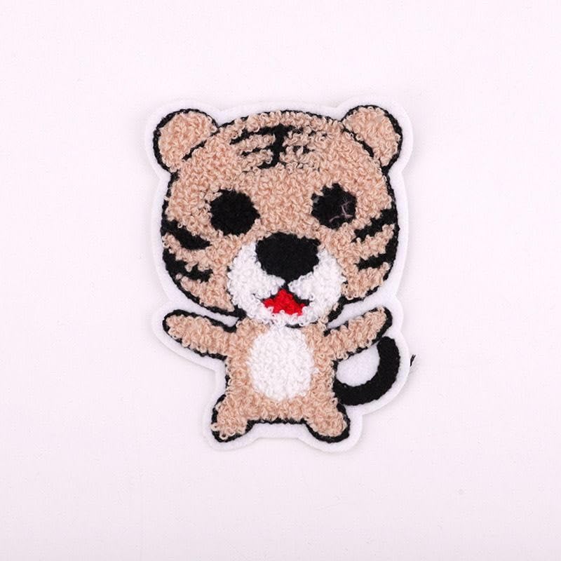 Daily Crafts Daily Crafts Unisex Kids Patches Needlework Sew on Stitching Clothes Patch for Clothes Boutiques Jackets Jeans Bags Multicolor Towel Design Cute Smiling Tiger - Image 5