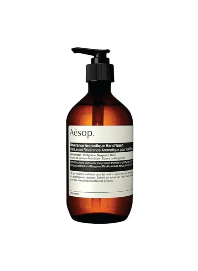 Aesop Reverence Aromatique Hand Wash | Woody, Earthy, Smoky | Gentle Exfoliating Cleanser For Renewed Skin | 500mL / 16.9 oz - Image 1