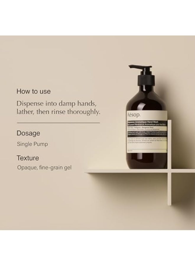 Aesop Reverence Aromatique Hand Wash | Woody, Earthy, Smoky | Gentle Exfoliating Cleanser For Renewed Skin | 500mL / 16.9 oz - Image 2