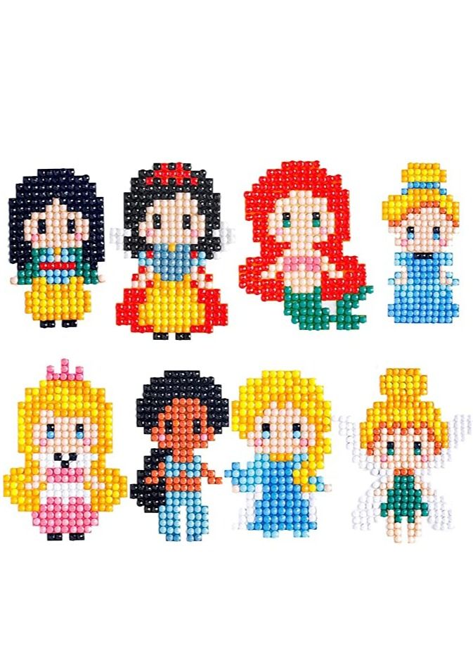 SYOSI 5D DIY Diamond Painting Stickers Kits for Kids,  Princess Theme Stick Paint with Diamonds by Number Kit Easy to DIY, Shine Sparkle Stickers DIY Handmade Art Craft, 8pcs Princess Stickers - Image 1