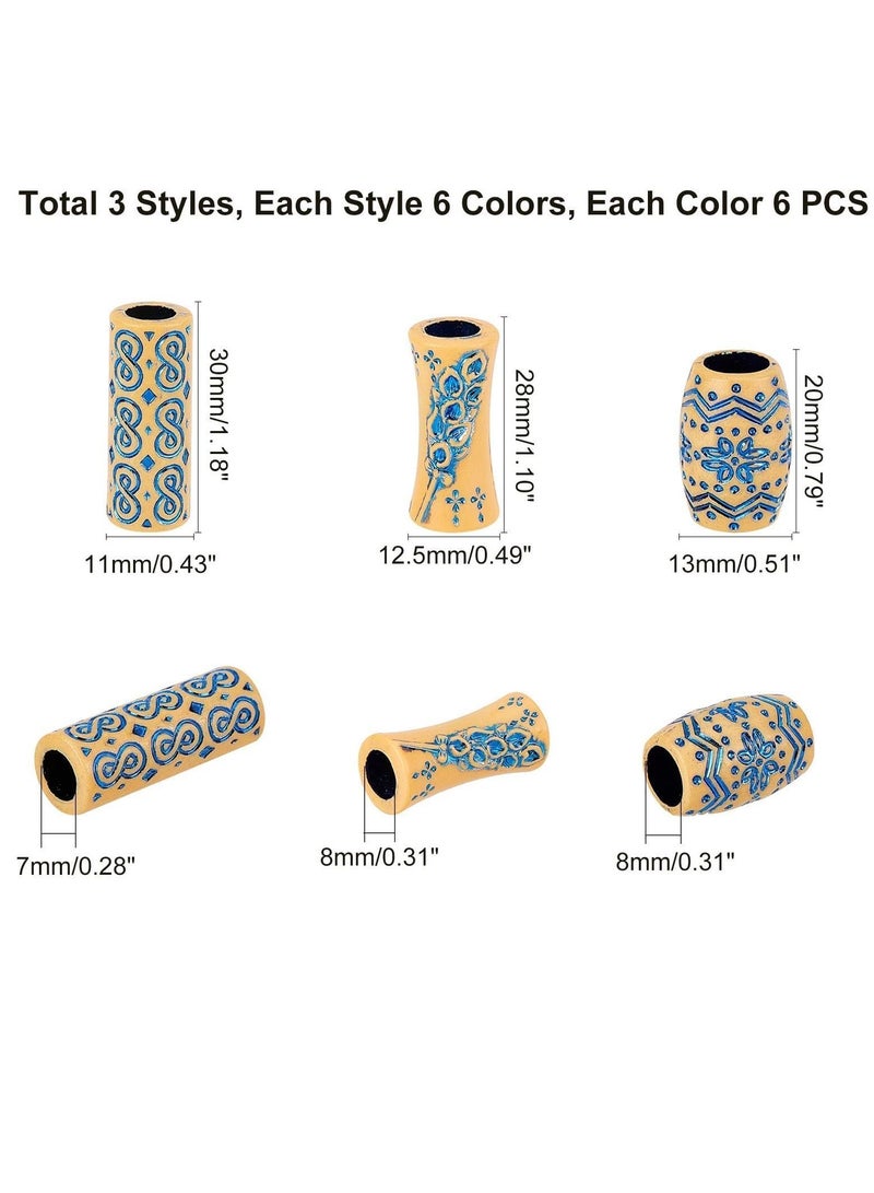 NIBEMINENT Hair Beard Beads,54 Pcs 18 Styles Tube Beads Dreadlock Braid Cuff Clip Bright Vikings for Men Women Moustache Decoration - Image 3