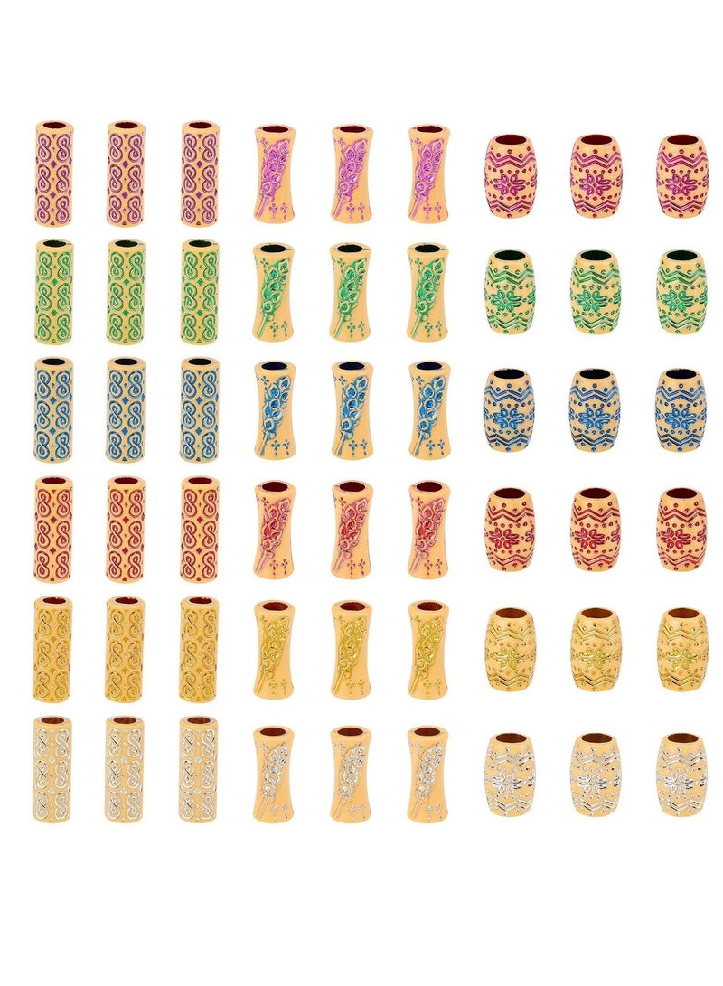 NIBEMINENT Hair Beard Beads,54 Pcs 18 Styles Tube Beads Dreadlock Braid Cuff Clip Bright Vikings for Men Women Moustache Decoration - Image 1