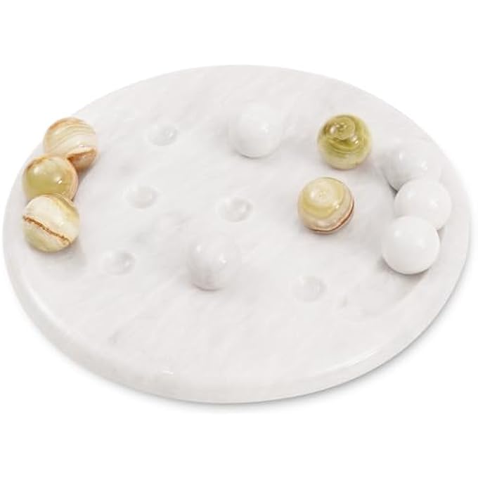 RADICALn Marble Tic Tac Toe 10 White  Green  Handmade Game for Adults Modern Home Dcor  Centerpiece Table Decoration - Image 1