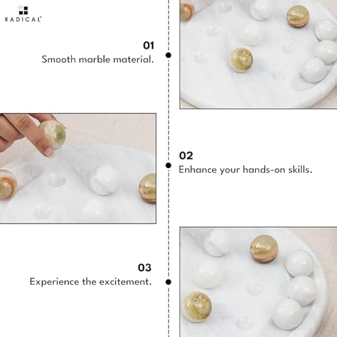 RADICALn Marble Tic Tac Toe 10 White  Green  Handmade Game for Adults Modern Home Dcor  Centerpiece Table Decoration - Image 4