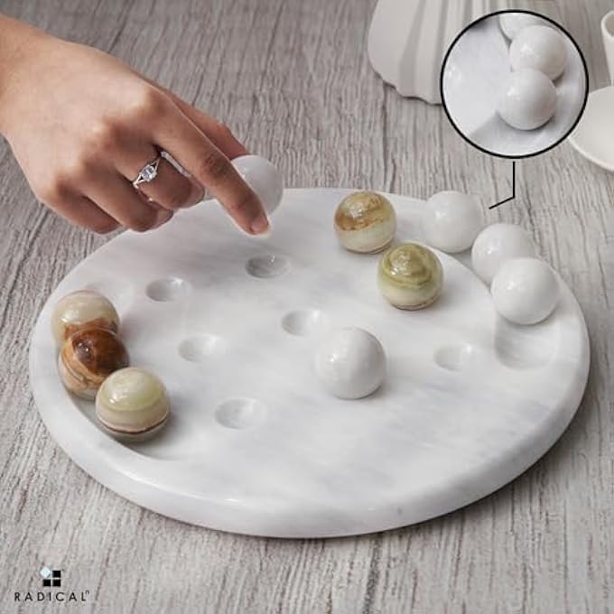 RADICALn Marble Tic Tac Toe 10 White  Green  Handmade Game for Adults Modern Home Dcor  Centerpiece Table Decoration - Image 2