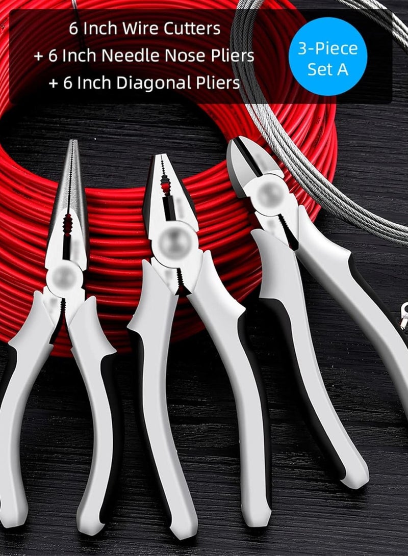 GGOOT Multifunctional Electrician Pliers,Multifunctional Universal Diagonal Pliers Needle Nose Pliers Hardware Tools Universal Wire Cutters Electrician (Color : 3-Piece Set A)  - Image 2