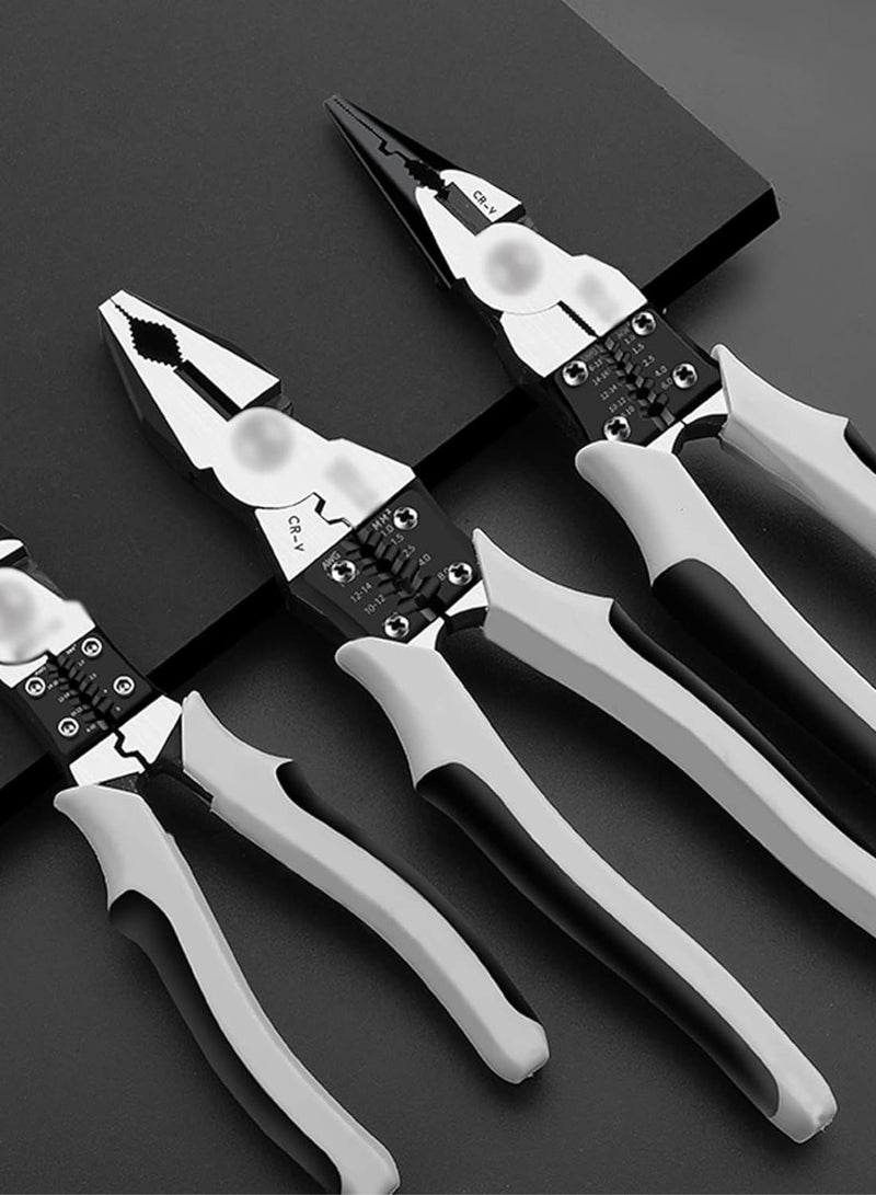 GGOOT Multifunctional Electrician Pliers,Multifunctional Universal Diagonal Pliers Needle Nose Pliers Hardware Tools Universal Wire Cutters Electrician (Color : 3-Piece Set A)  - Image 1