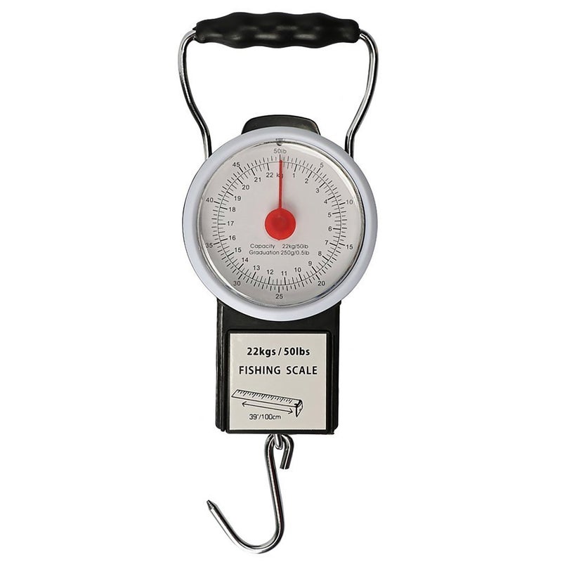 Goture Fishing Hanging Scale Mechanical Kitchen and Fish Fishing Scale Multi-Purpose Portable Hand Held Dial Weight Scale with Tape Measure (50 Lbs / 22Kg) - Image 1