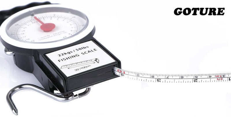 Goture Fishing Hanging Scale Mechanical Kitchen and Fish Fishing Scale Multi-Purpose Portable Hand Held Dial Weight Scale with Tape Measure (50 Lbs / 22Kg) - Image 4
