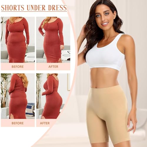 HSR Seamless Shaping Boyshorts Shapewear for Women Slip Shorts Under Dress Shapewear Shorts Tummy Control Waist Shapers (Free Size) (Fits Waist : 30 to 39 Inch) (Skin, One Size) - Image 4