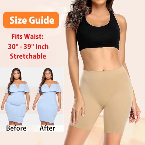 HSR Seamless Shaping Boyshorts Shapewear for Women Slip Shorts Under Dress Shapewear Shorts Tummy Control Waist Shapers (Free Size) (Fits Waist : 30 to 39 Inch) (Skin, One Size) - Image 2