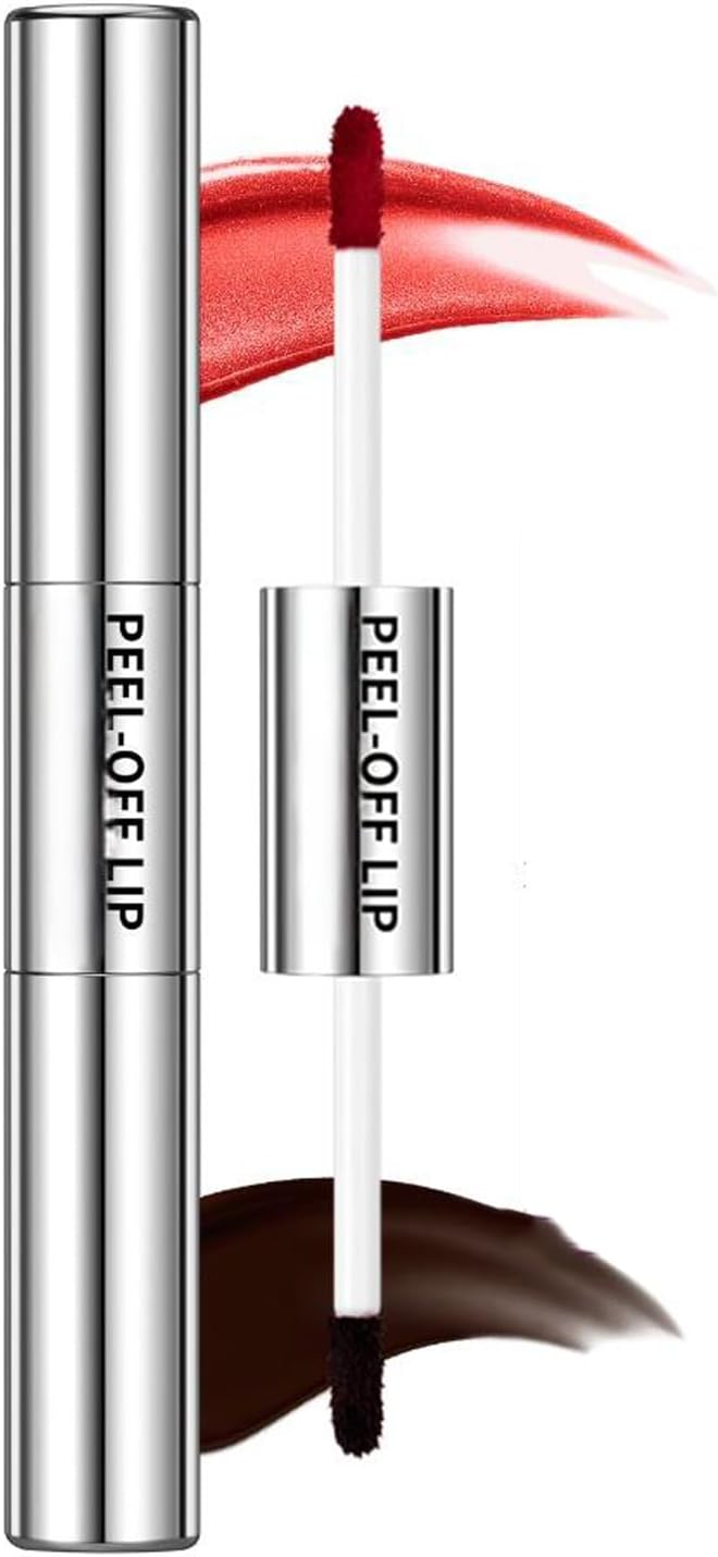 DoubleEnded Peel Off Lip Stain Lip Liner 2 Colors LongLasting Tint Stain with Matte Finish Waterproof TransferProof Peel Off for AllDay Wear RedBlack