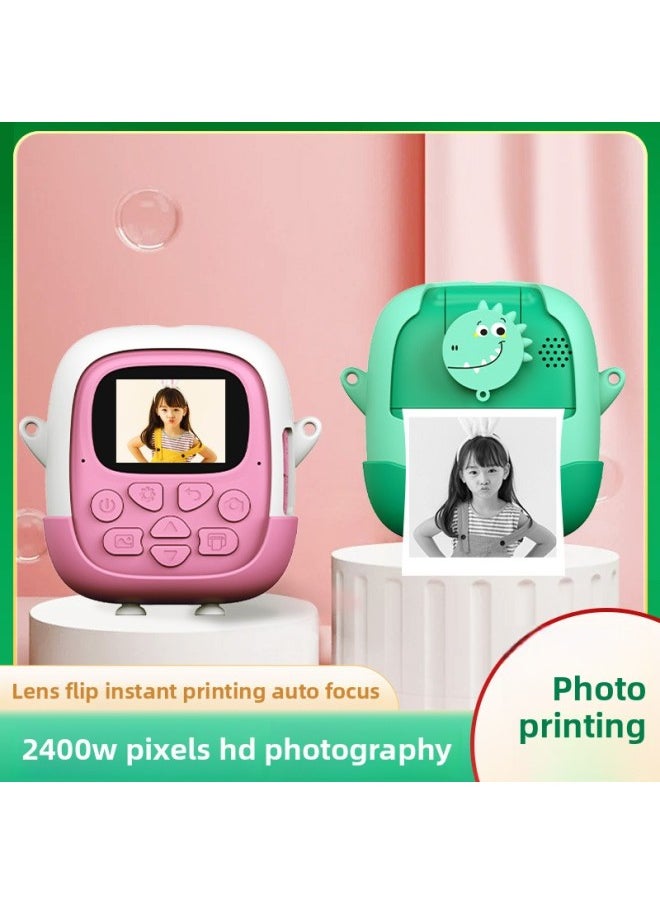 Generic 180 ° Flip Lens Kidsren's Printing Camera Instant Camera Polaroid Thermal Printer-Color:Pink (no Card)  - Image 2