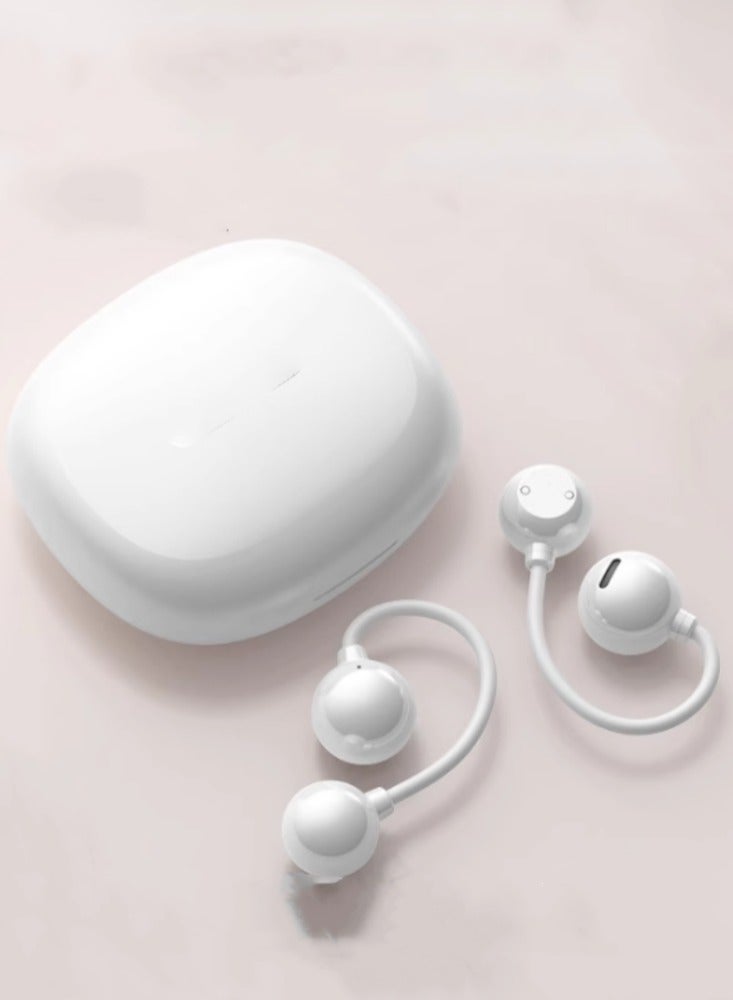 Wireless Bluetooth Earphones With Open Bone Conduction, No in Ear Sound, High Sound Quality, Noise Reduction, And Long Battery Life Ice Rock White - Image 1