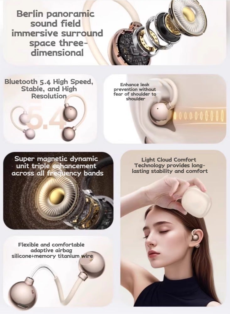 Wireless Bluetooth Earphones With Open Bone Conduction, No in Ear Sound, High Sound Quality, Noise Reduction, And Long Battery Life Ice Rock White - Image 2