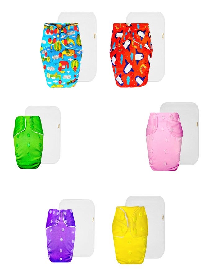 Dumbledo Premium Cloth Diaper with Cotton Insert (Pack of 6) | Dry Feel and Comfortable | Breathable | Easy to Clean | Everyday Diapering Essential | 3 Months - 3 Years | Unisex Baby - Image 1