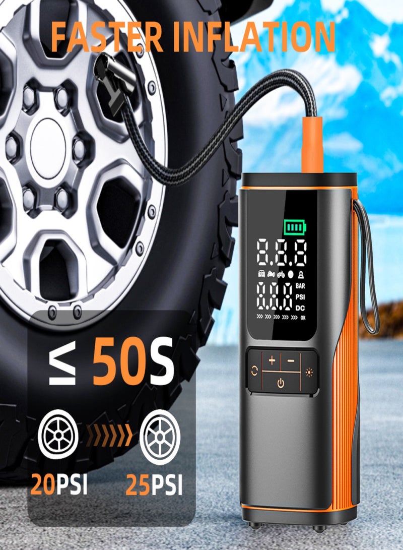 منفاخ إطارات محمول، ضاغط هواء، مضخة إطارات سيارة 150 رطل لكل بوصة مربعة مع شاشة ضغط في الوقت الفعلي للسيارات والدراجات النارية والدراجات الهوائية ودراجات الكرة، نوع مزدوج الاستخدام - Image 4