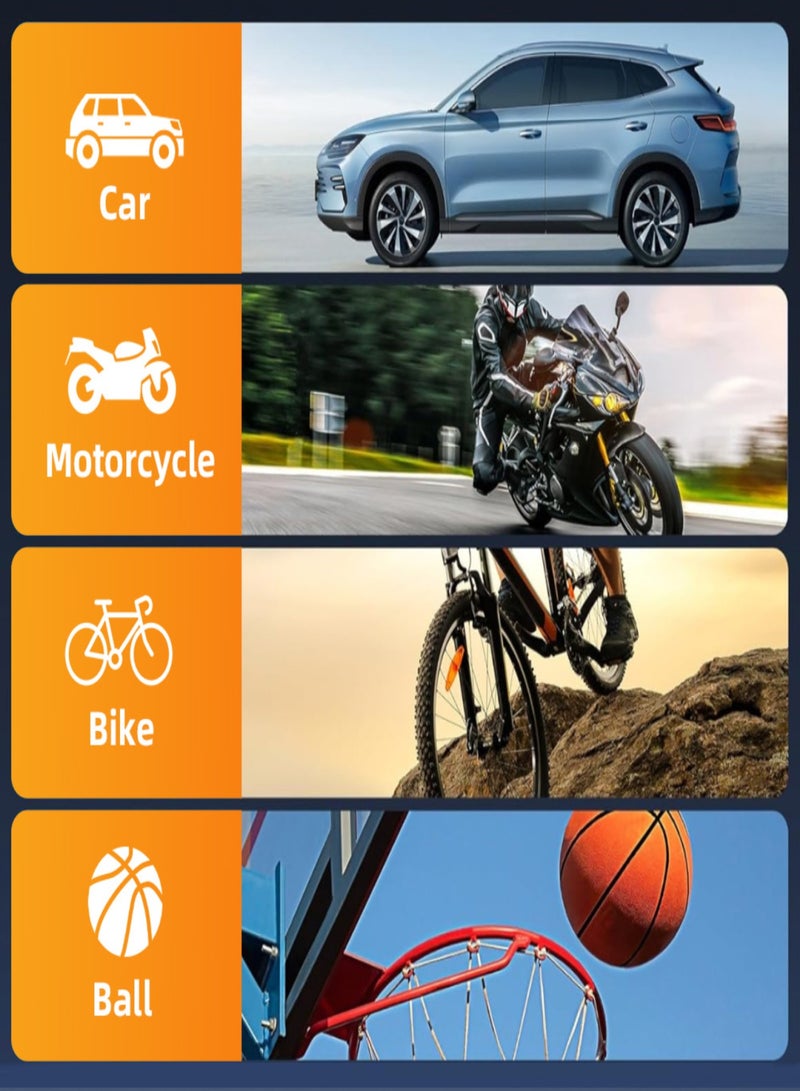 منفاخ إطارات محمول، ضاغط هواء، مضخة إطارات سيارة 150 رطل لكل بوصة مربعة مع شاشة ضغط في الوقت الفعلي للسيارات والدراجات النارية والدراجات الهوائية ودراجات الكرة، نوع مزدوج الاستخدام - Image 5