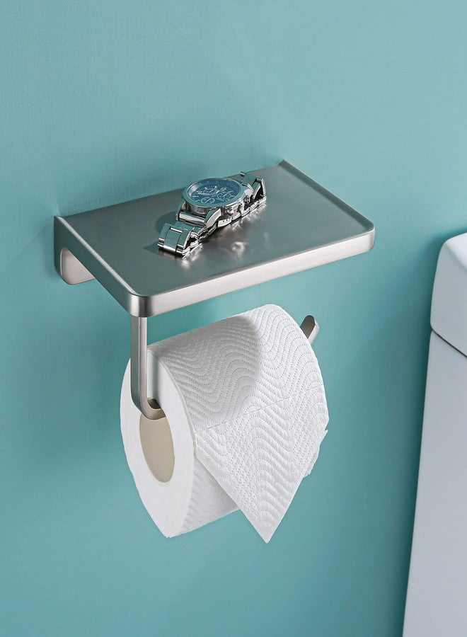 RANDOM Toilet Paper Holder with Shelf Brushed Nickel Toilet Paper Dispensers Solid Metal Tissue Holder Wall Mounted Toilet Paper Roll Holder.RD93008-BN - Image 1