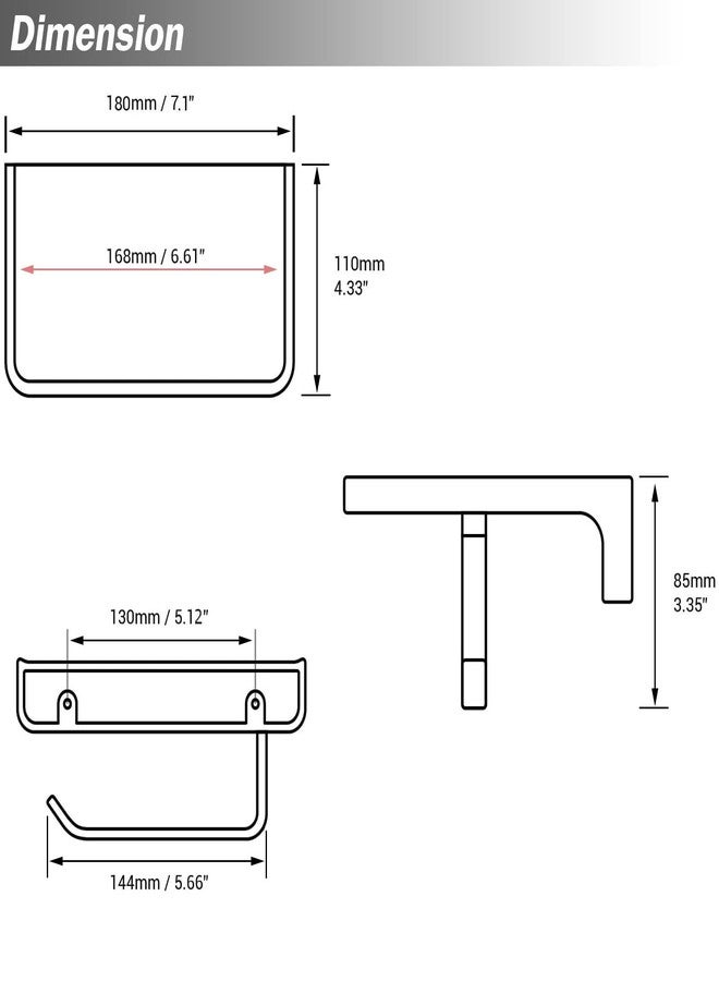 RANDOM Toilet Paper Holder with Shelf Brushed Nickel Toilet Paper Dispensers Solid Metal Tissue Holder Wall Mounted Toilet Paper Roll Holder.RD93008-BN - Image 3
