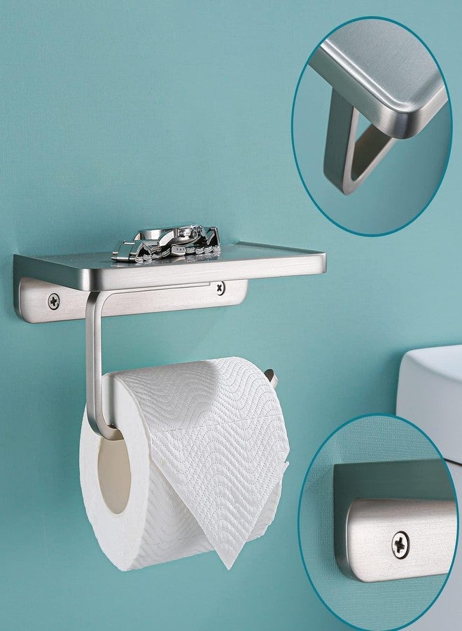 RANDOM Toilet Paper Holder with Shelf Brushed Nickel Toilet Paper Dispensers Solid Metal Tissue Holder Wall Mounted Toilet Paper Roll Holder.RD93008-BN - Image 2