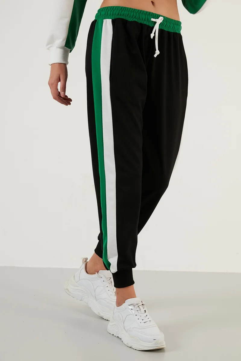 ليلا Color Block Hooded Sports Suit with Pockets Women's Set 5863835