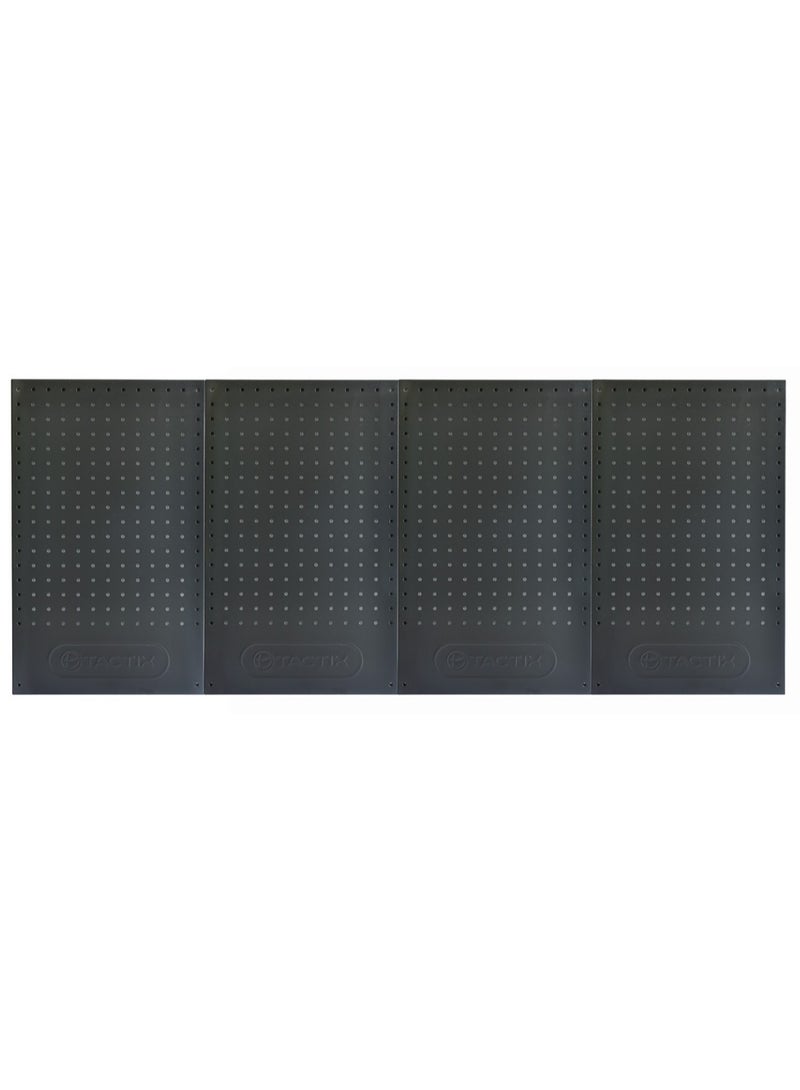 Tactix مجموعة لوحات التعليق Tactix 4 قطع لجدار المرآب، نظام تخزين الأدوات، لوحة تنظيم لوحات قابلة للتعديل، هيكل فولاذي، أسود، الحجم 55W X 33D X 1.8H سم - 326290 - Image 1