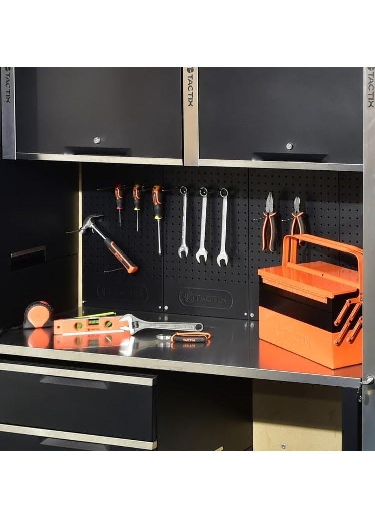 Tactix مجموعة لوحات التعليق Tactix 4 قطع لجدار المرآب، نظام تخزين الأدوات، لوحة تنظيم لوحات قابلة للتعديل، هيكل فولاذي، أسود، الحجم 55W X 33D X 1.8H سم - 326290 - Image 2