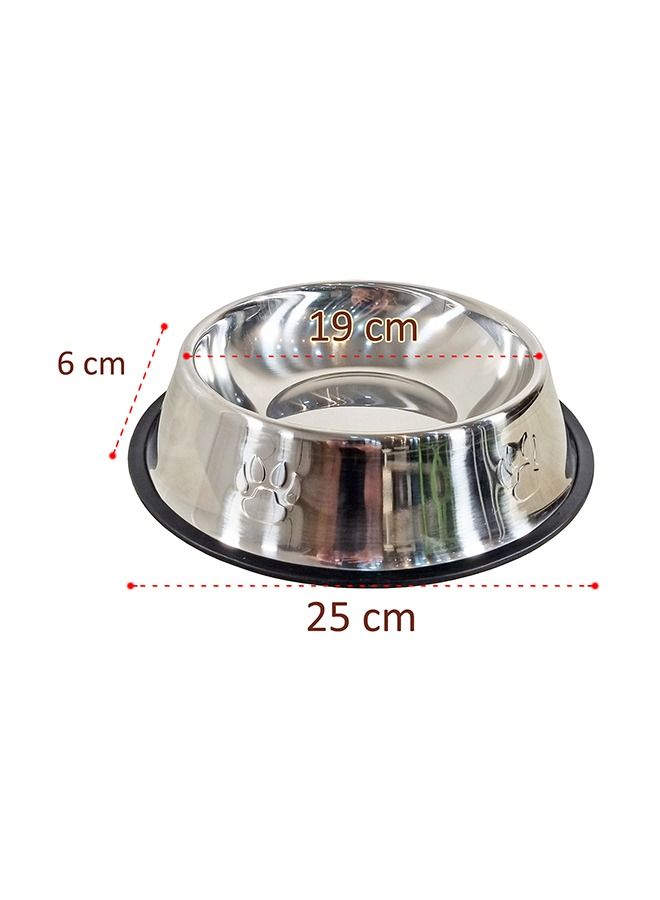 MAJIBAO Food Feeder For Dog in Stainless Steel Round Bowls, Strong SS Material, Medium Size Bowl, Rubber or Silicon Grip for No Sliding, Bowl Internal Diameter 19 Cm  - Image 3