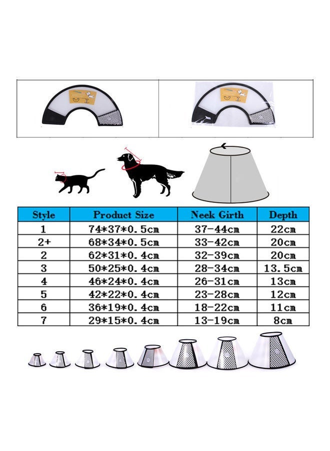 Loquat 2-Piece Adjustable Anti-Biting Wound Healing Cone Collar Cover White/Black 33-42cm - Image 3