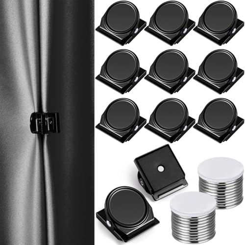 Yaocom 10 Pcs Outdoor Curtain Magnets Closure Plus Size Magnetic Curtain Clips Metal Magnets for Indoor Outdoor Curtains Prevent Leaking for Patio Mosquito Cabana GazeboBlack