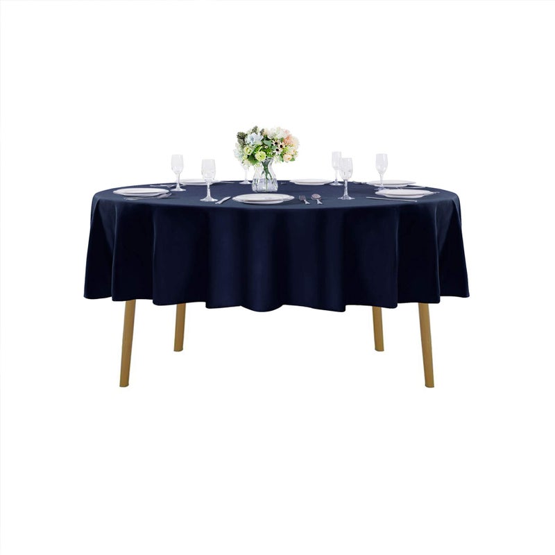 90 inch Round Tablecloth Washable Polyester Table Cloth Decorative Table Cover for Wedding Party Dining Banquet90 inchNavy
