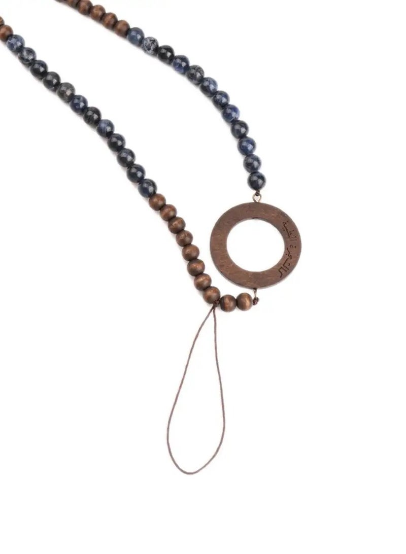 أم أم أيه من معدن الإنسان حامل للهاتف والنظارة  من الخرز الخشبي وأحجار اللازورد - Image 3