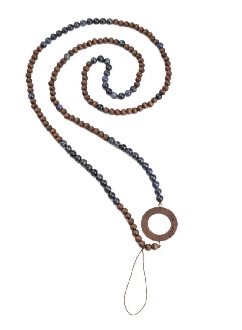 أم أم أيه من معدن الإنسان حامل للهاتف والنظارة  من الخرز الخشبي وأحجار اللازورد - Image 4