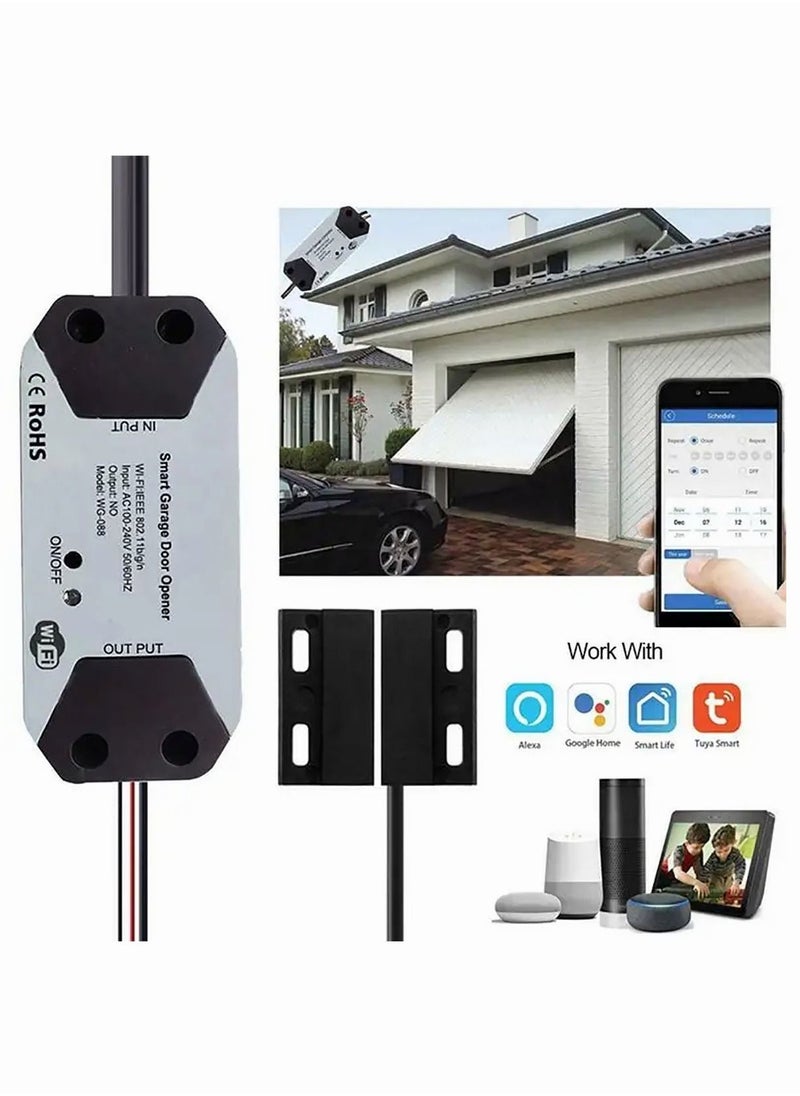 Generic - Smart WiFi Garage Door Switch Controller Remote Control Graffiti Smart Voice Control Door Opener Compatible with Alexa Google Home SmartLife Tuya Wif Control No Hub Required - Image 1