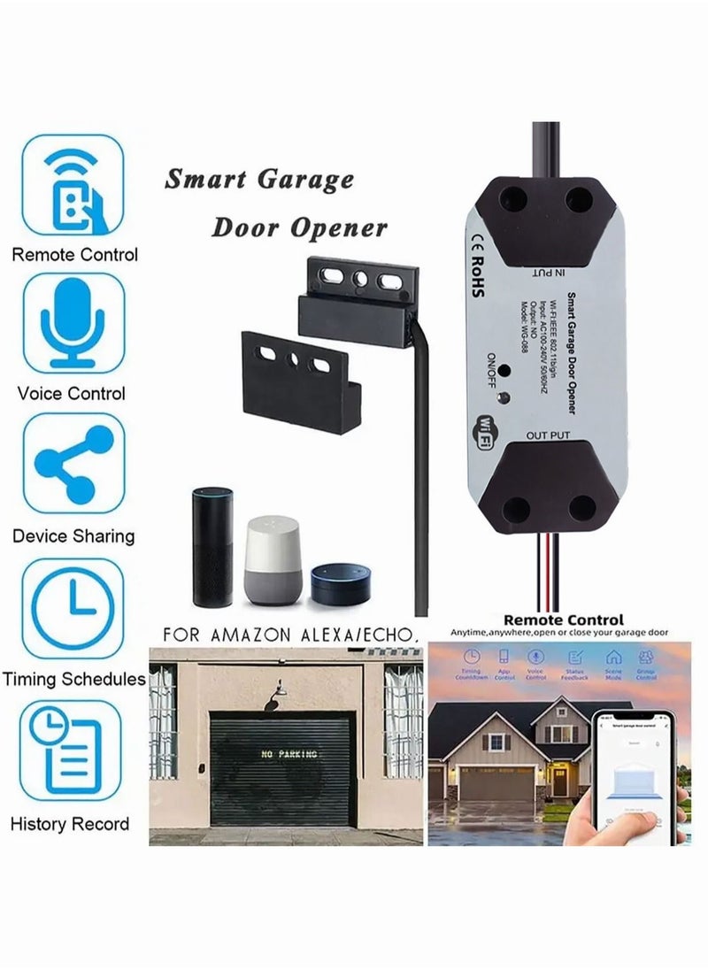 Generic - Smart WiFi Garage Door Switch Controller Remote Control Graffiti Smart Voice Control Door Opener Compatible with Alexa Google Home SmartLife Tuya Wif Control No Hub Required - Image 1