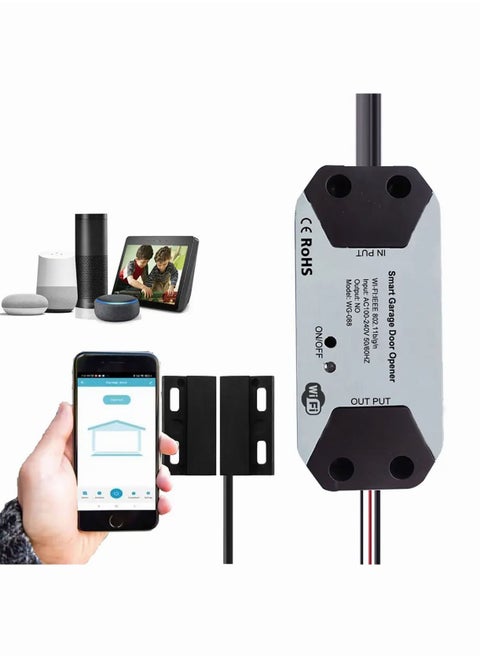 Smart WiFi Garage Door Switch Controller Remote Control Graffiti Smart Voice Control Door Opener Compatible with Alexa Google Home SmartLife Tuya Wif Control No Hub Required