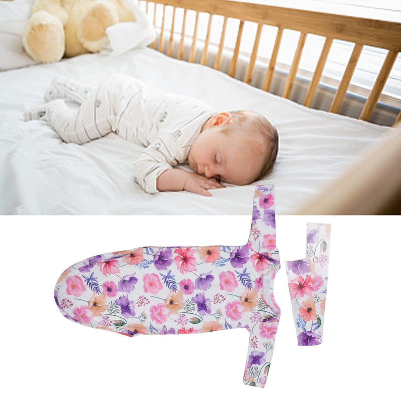 Baby Knotted Nightgown Breathable Soft Comfortable Infant Sleeping Gown with Hair Band Rose Watercolor Flowers - Image 2