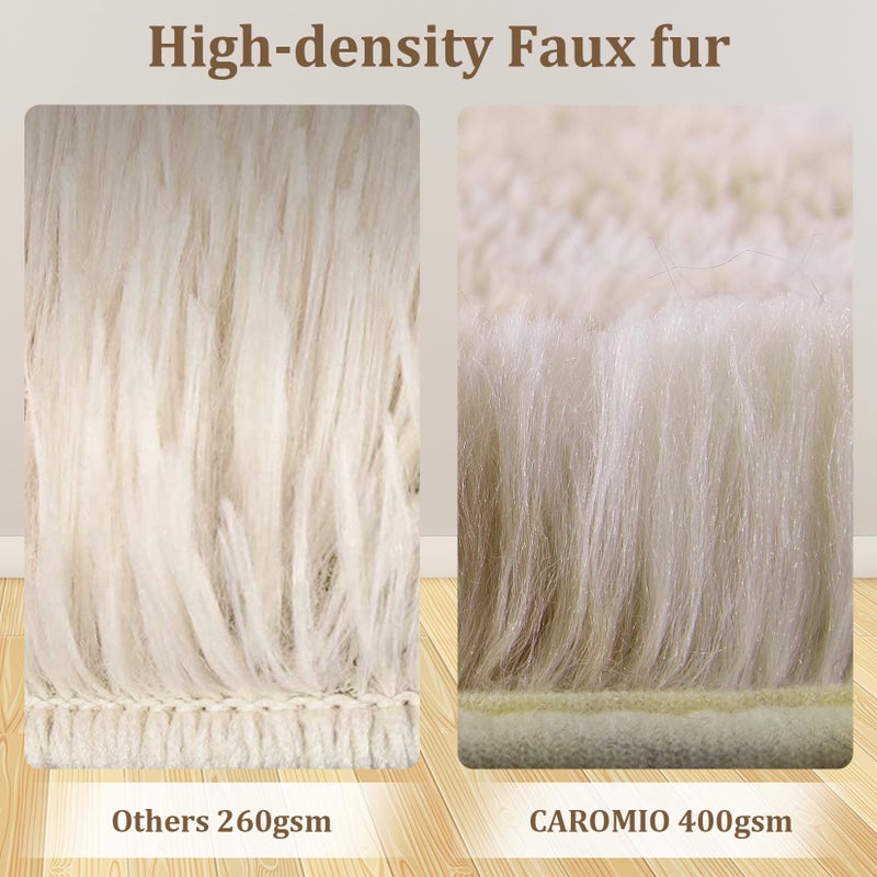 CAROMIO 9x12 Fluffy Area Rugs for Living Room Modern Plush and Thick Faux Fur Shag Rug Non-Slip Tie Dye Carpet for Bedroom, Fuzzy Shaggy Rugs for Kids Nursery Dorm, Beige Taupe - Image 2
