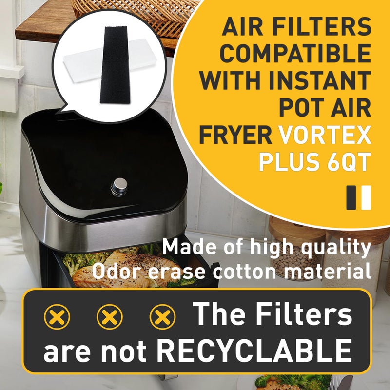 EUSTREER 12 Pcs Charcoal and Oil Vapor Air Fryer Replacement Filters for 6QT Instant Vortex Plus Air Fryer with ClearCook and OdorErase, Air Fryer Accessories Replacement Odor Erase Air Filters - Image 3