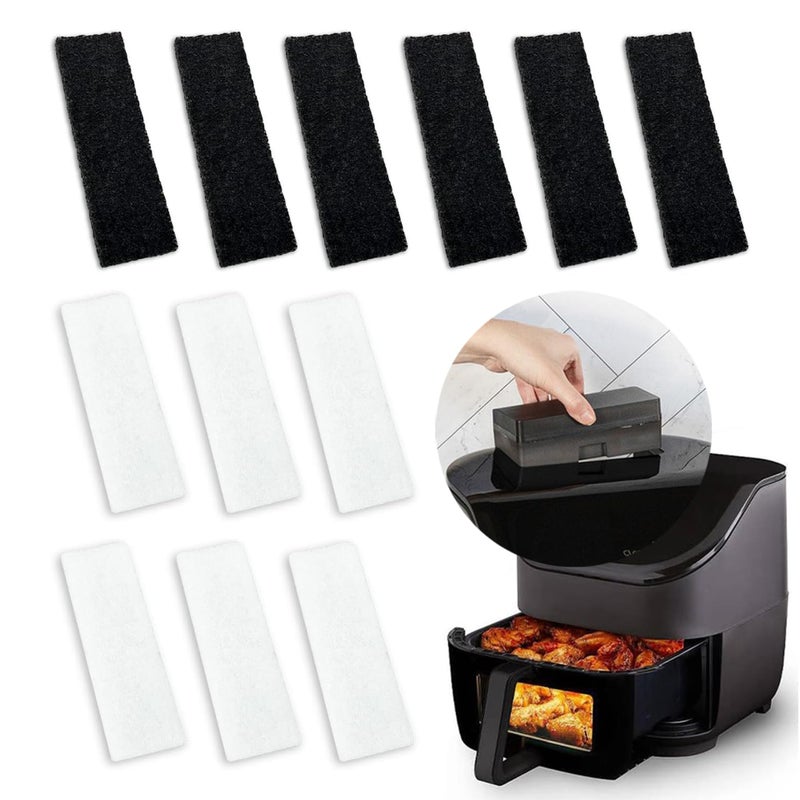 EUSTREER 12 Pcs Charcoal and Oil Vapor Air Fryer Replacement Filters for 6QT Instant Vortex Plus Air Fryer with ClearCook and OdorErase, Air Fryer Accessories Replacement Odor Erase Air Filters - Image 1