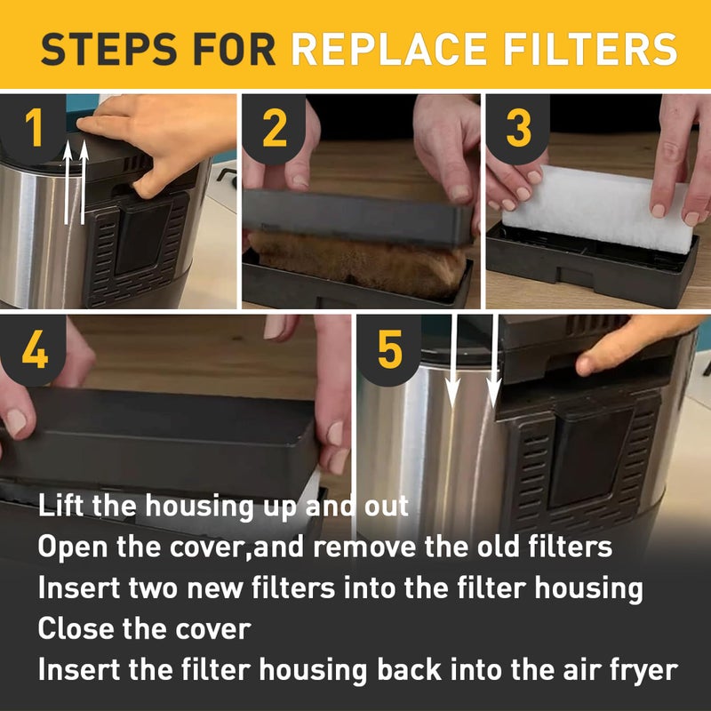 EUSTREER 12 Pcs Charcoal and Oil Vapor Air Fryer Replacement Filters for 6QT Instant Vortex Plus Air Fryer with ClearCook and OdorErase, Air Fryer Accessories Replacement Odor Erase Air Filters - Image 4