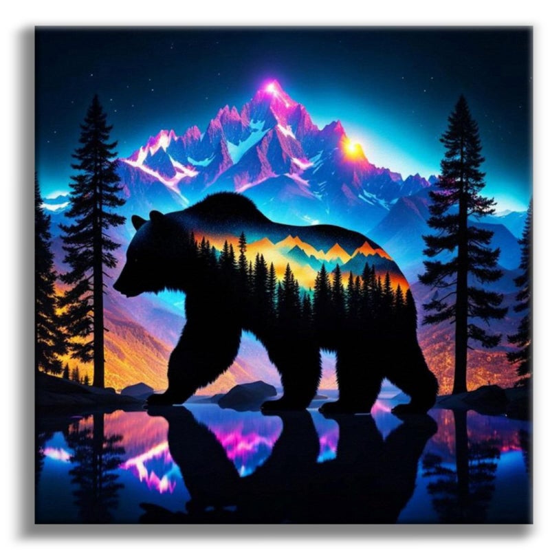 Offito Bear Diamond Art Kits for Adults Forest Mountains Polar Bear Diamond Painting Kits for Beginners DIY Full Drill Dots Gem Art Paint for Home Wall Decor 14 x 14 Inch - Image 2